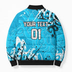 Personalized Cronulla-Sutherland Sharks Rugby Bomber Puffer Jacket Urban Street Graffiti Style - Distressed Splatter Elements