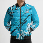 Personalized Cronulla-Sutherland Sharks Rugby Bomber Puffer Jacket Urban Street Graffiti Style - Distressed Splatter Elements