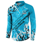 Personalized Cronulla-Sutherland Sharks Rugby Button Sweatshirt Urban Street Graffiti Style - Distressed Splatter Elements