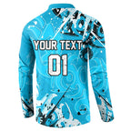 Personalized Cronulla-Sutherland Sharks Rugby Button Sweatshirt Urban Street Graffiti Style - Distressed Splatter Elements