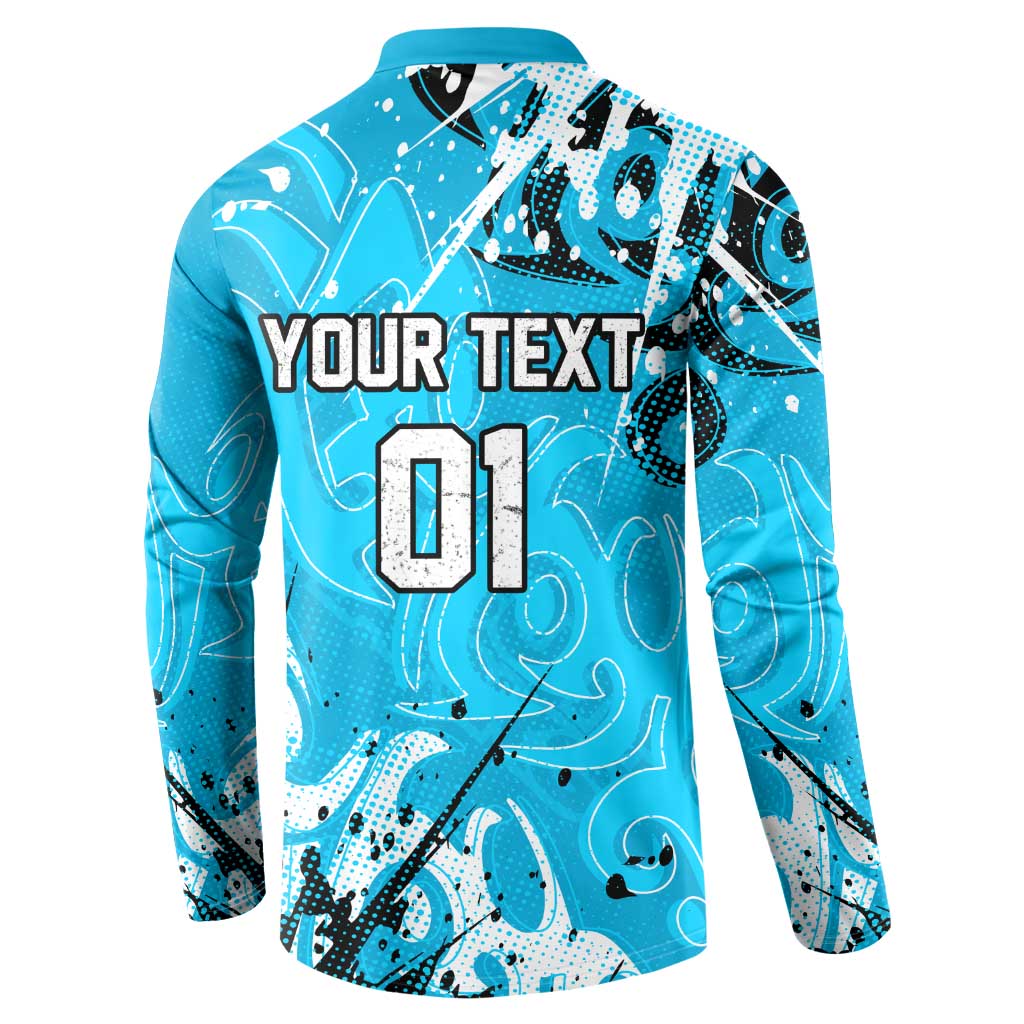 Personalized Cronulla-Sutherland Sharks Rugby Button Sweatshirt Urban Street Graffiti Style - Distressed Splatter Elements