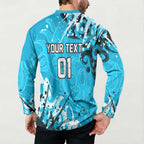 Personalized Cronulla-Sutherland Sharks Rugby Button Sweatshirt Urban Street Graffiti Style - Distressed Splatter Elements
