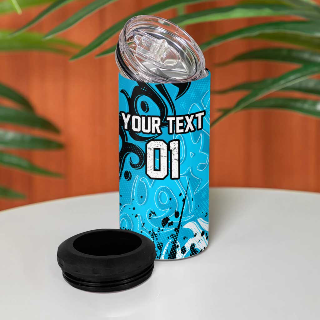 Personalized Cronulla-Sutherland Sharks Rugby 4 in 1 Can Cooler Tumbler Urban Street Graffiti Style - Distressed Splatter Elements
