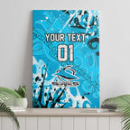 Personalized Cronulla-Sutherland Sharks Rugby Canvas Wall Art Urban Street Graffiti Style - Distressed Splatter Elements
