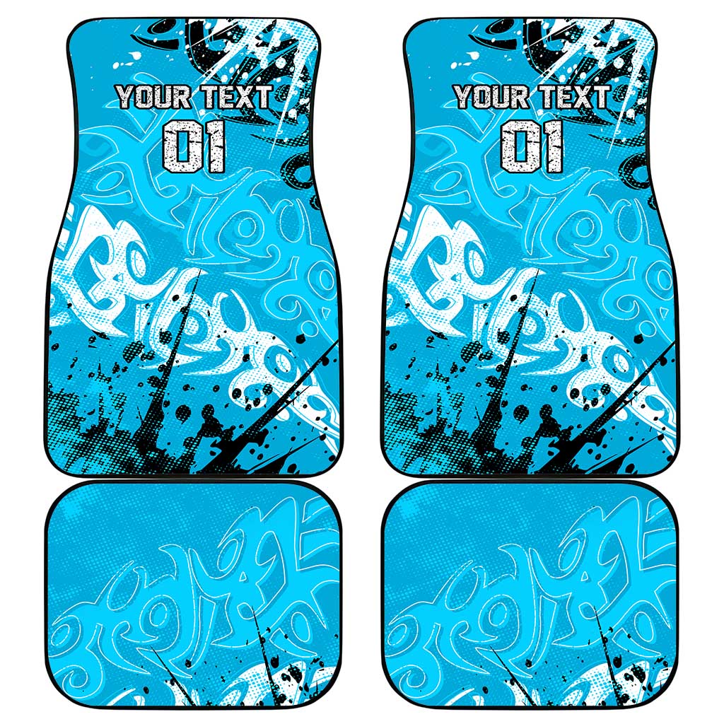 Personalized Cronulla-Sutherland Sharks Rugby Car Mats Urban Street Graffiti Style - Distressed Splatter Elements
