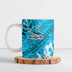 Personalized Cronulla-Sutherland Sharks Rugby Ceramic Mug Urban Street Graffiti Style - Distressed Splatter Elements