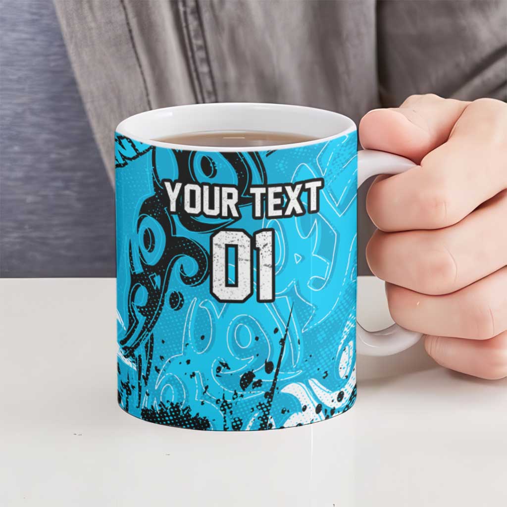 Personalized Cronulla-Sutherland Sharks Rugby Ceramic Mug Urban Street Graffiti Style - Distressed Splatter Elements