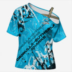 Personalized Cronulla-Sutherland Sharks Rugby Cross Shoulder Shirt Urban Street Graffiti Style - Distressed Splatter Elements