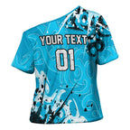 Personalized Cronulla-Sutherland Sharks Rugby Cross Shoulder Shirt Urban Street Graffiti Style - Distressed Splatter Elements
