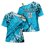 Personalized Cronulla-Sutherland Sharks Rugby Cross Shoulder Shirt Urban Street Graffiti Style - Distressed Splatter Elements