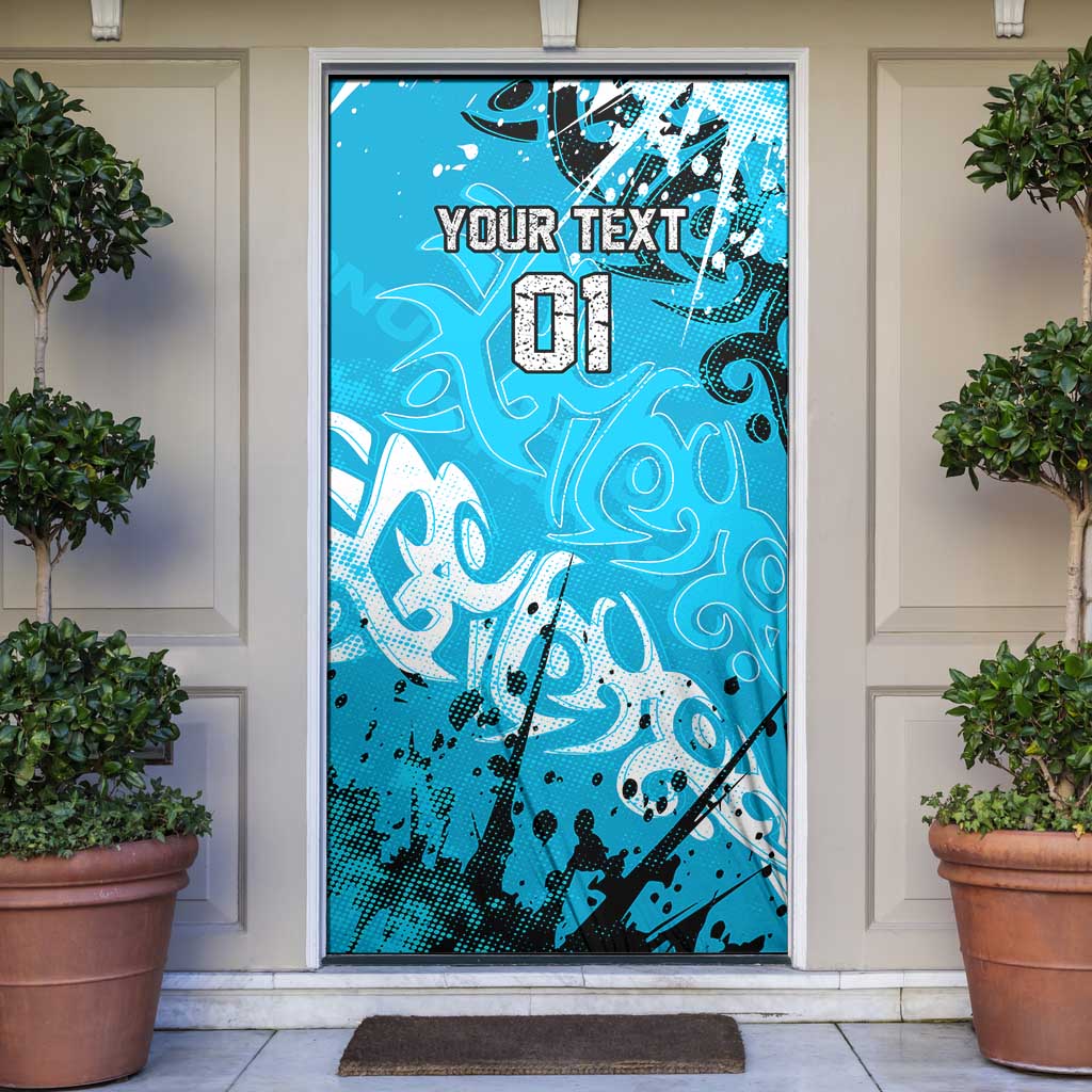 Personalized Cronulla-Sutherland Sharks Rugby Door Cover Urban Street Graffiti Style - Distressed Splatter Elements