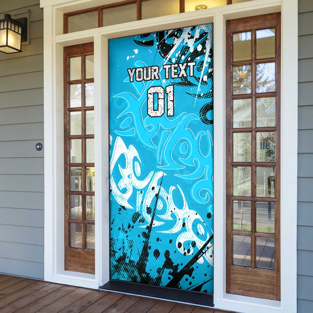 Personalized Cronulla-Sutherland Sharks Rugby Door Cover Urban Street Graffiti Style - Distressed Splatter Elements