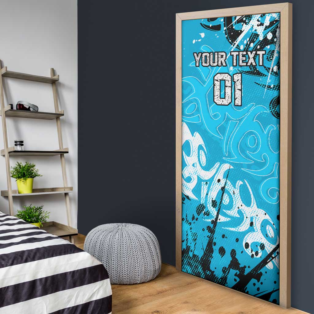 Personalized Cronulla-Sutherland Sharks Rugby Door Cover Urban Street Graffiti Style - Distressed Splatter Elements