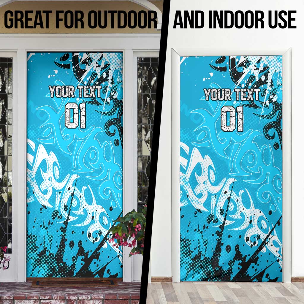 Personalized Cronulla-Sutherland Sharks Rugby Door Cover Urban Street Graffiti Style - Distressed Splatter Elements