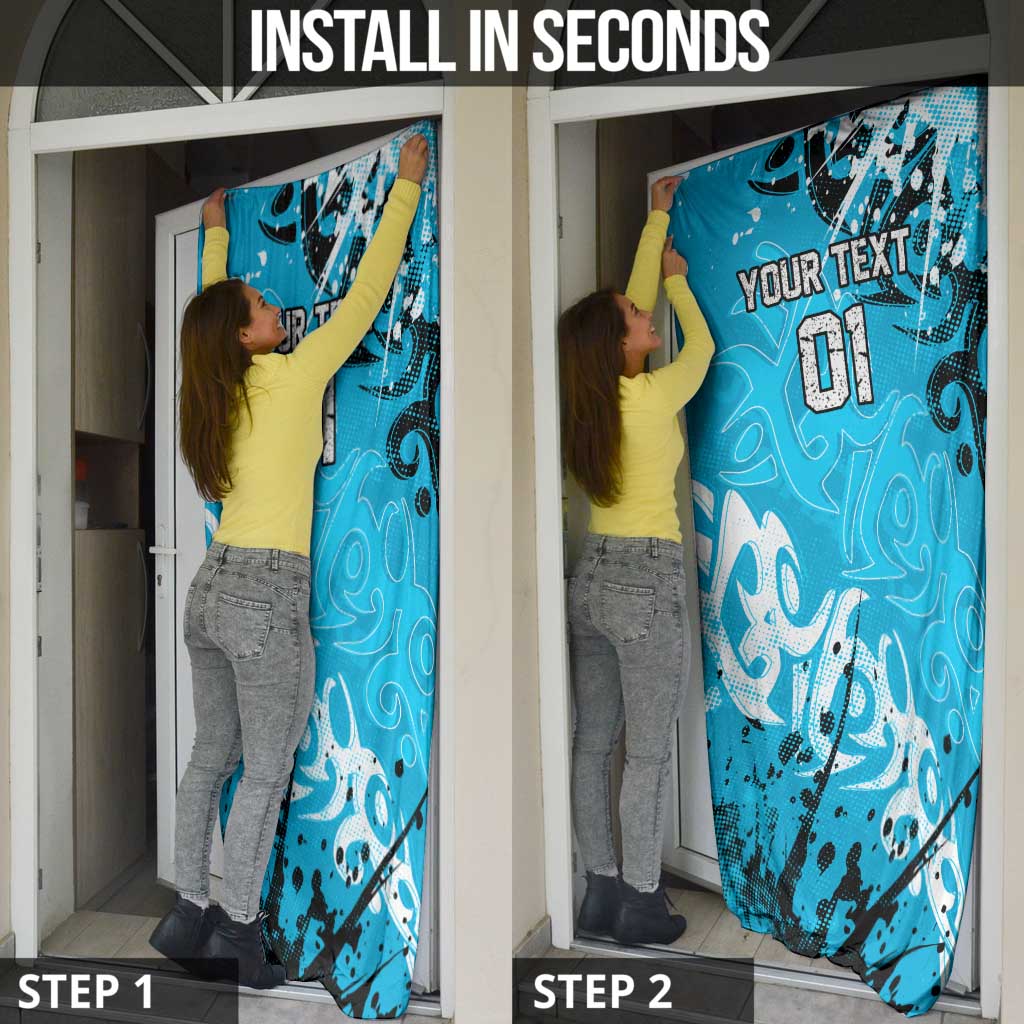 Personalized Cronulla-Sutherland Sharks Rugby Door Cover Urban Street Graffiti Style - Distressed Splatter Elements