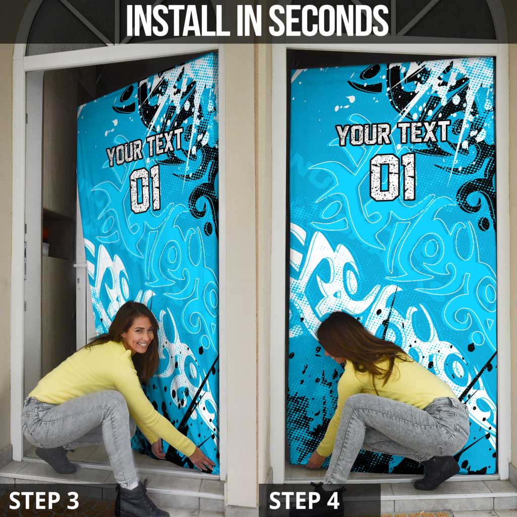 Personalized Cronulla-Sutherland Sharks Rugby Door Cover Urban Street Graffiti Style - Distressed Splatter Elements