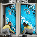 Personalized Cronulla-Sutherland Sharks Rugby Door Cover Urban Street Graffiti Style - Distressed Splatter Elements