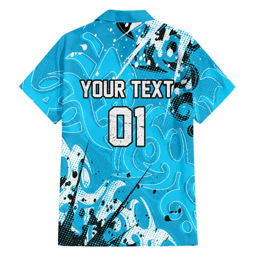 Personalized Cronulla-Sutherland Sharks Rugby Family Matching Mermaid Dress and Hawaiian Shirt Urban Street Graffiti Style - Distressed Splatter Elements