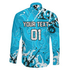 Personalized Cronulla-Sutherland Sharks Rugby Family Matching Mermaid Dress and Hawaiian Shirt Urban Street Graffiti Style - Distressed Splatter Elements