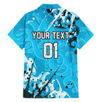 Personalized Cronulla-Sutherland Sharks Rugby Family Matching Off Shoulder Maxi Dress and Hawaiian Shirt Urban Street Graffiti Style - Distressed Splatter Elements
