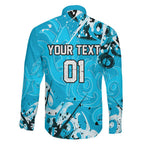Personalized Cronulla-Sutherland Sharks Rugby Family Matching Off Shoulder Maxi Dress and Hawaiian Shirt Urban Street Graffiti Style - Distressed Splatter Elements