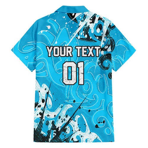 Personalized Cronulla-Sutherland Sharks Rugby Family Matching Short Sleeve Bodycon Dress and Hawaiian Shirt Urban Street Graffiti Style - Distressed Splatter Elements