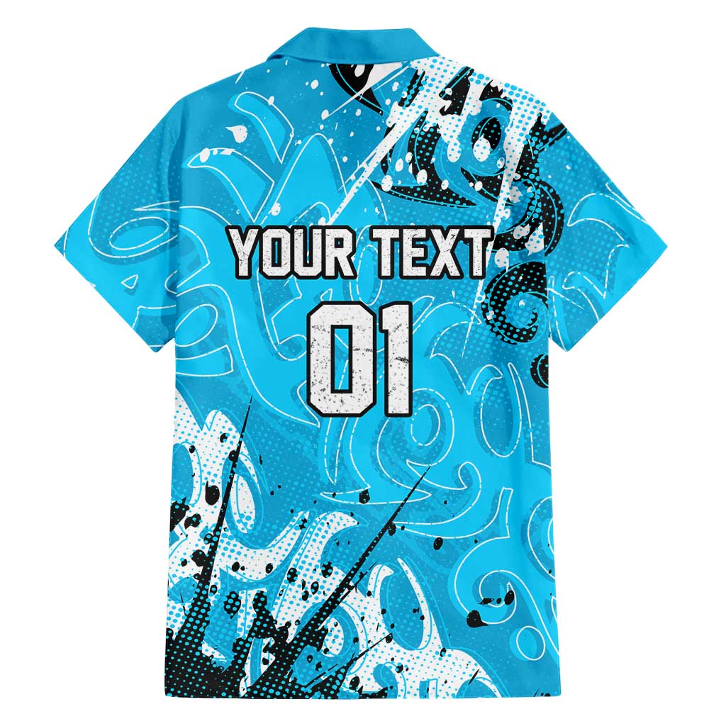 Personalized Cronulla-Sutherland Sharks Rugby Hawaiian Shirt Urban Street Graffiti Style - Distressed Splatter Elements
