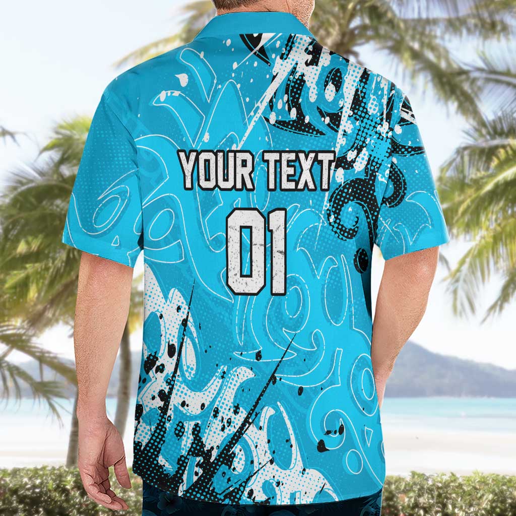 Personalized Cronulla-Sutherland Sharks Rugby Hawaiian Shirt Urban Street Graffiti Style - Distressed Splatter Elements