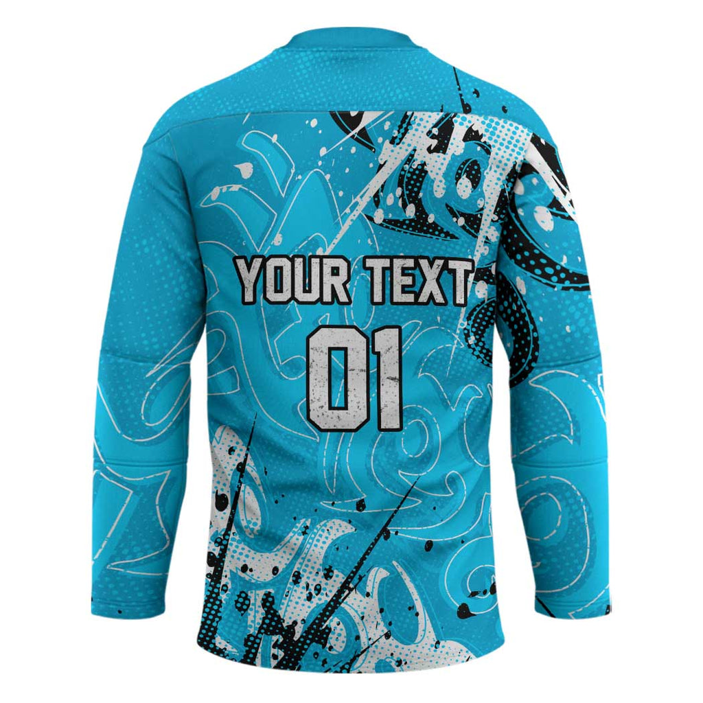 Personalized Cronulla-Sutherland Sharks Rugby Hockey Jersey Urban Street Graffiti Style - Distressed Splatter Elements