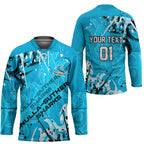 Personalized Cronulla-Sutherland Sharks Rugby Hockey Jersey Urban Street Graffiti Style - Distressed Splatter Elements
