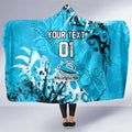 Personalized Cronulla-Sutherland Sharks Rugby Hooded Blanket Urban Street Graffiti Style - Distressed Splatter Elements