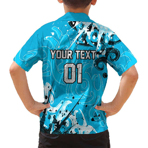 Personalized Cronulla-Sutherland Sharks Rugby Kid Hawaiian Shirt Urban Street Graffiti Style - Distressed Splatter Elements