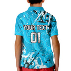 Personalized Cronulla-Sutherland Sharks Rugby Kid Polo Shirt Urban Street Graffiti Style - Distressed Splatter Elements
