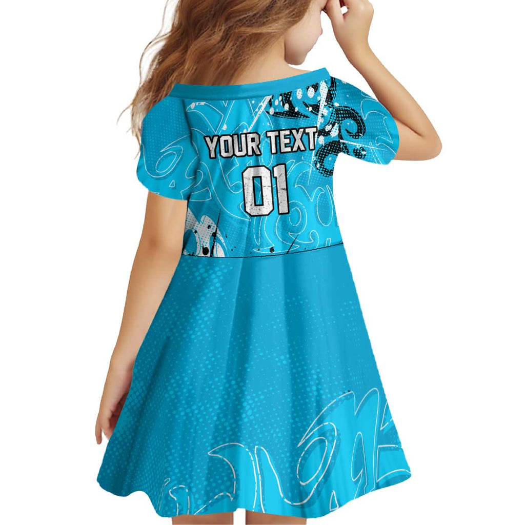 Personalized Cronulla-Sutherland Sharks Rugby Kid Short Sleeve Dress Urban Street Graffiti Style - Distressed Splatter Elements