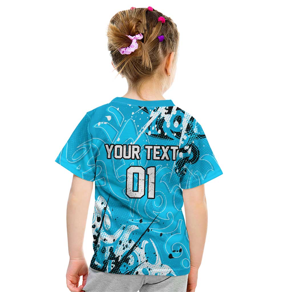 Personalized Cronulla-Sutherland Sharks Rugby Kid T Shirt Urban Street Graffiti Style - Distressed Splatter Elements