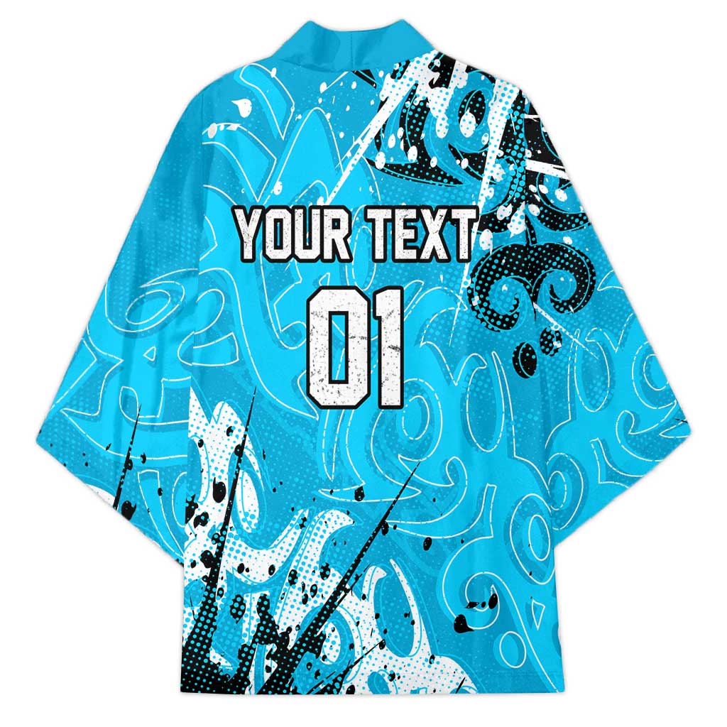 Personalized Cronulla-Sutherland Sharks Rugby Kimono Urban Street Graffiti Style - Distressed Splatter Elements