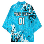 Personalized Cronulla-Sutherland Sharks Rugby Kimono Urban Street Graffiti Style - Distressed Splatter Elements