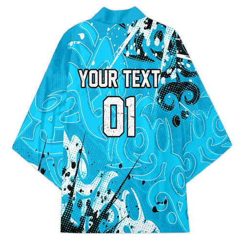 Personalized Cronulla-Sutherland Sharks Rugby Kimono Urban Street Graffiti Style - Distressed Splatter Elements
