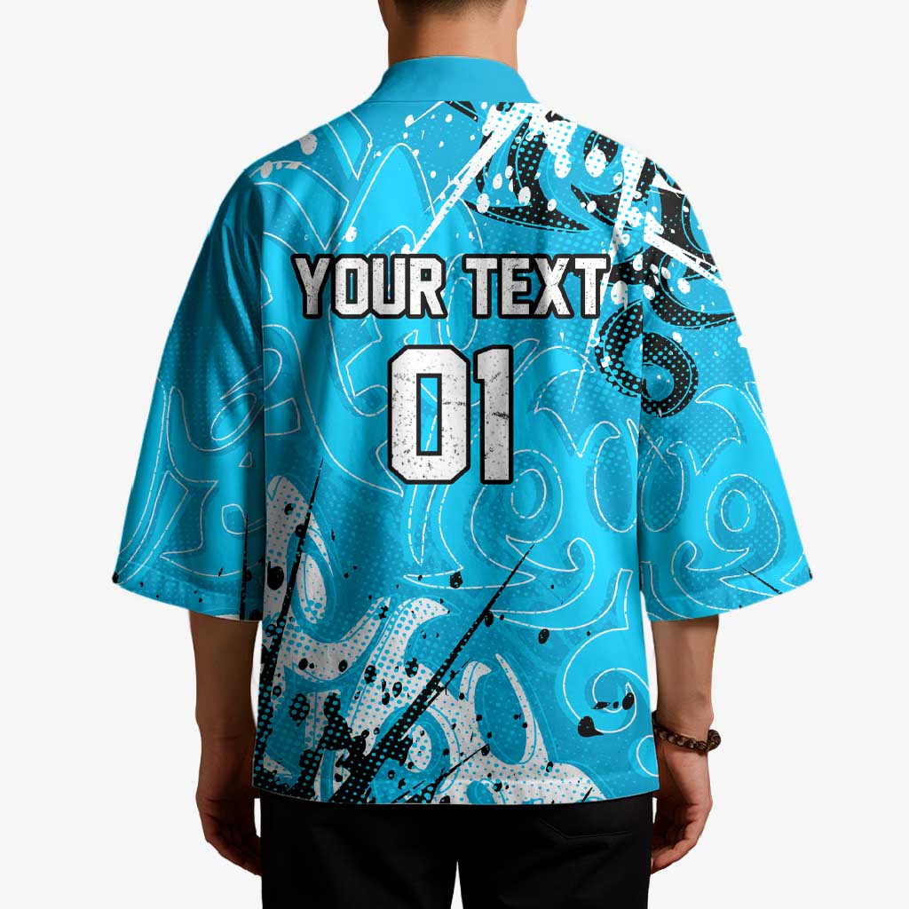 Personalized Cronulla-Sutherland Sharks Rugby Kimono Urban Street Graffiti Style - Distressed Splatter Elements