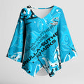 Personalized Cronulla-Sutherland Sharks Rugby Kimono Sleeve Blouse Urban Street Graffiti Style - Distressed Splatter Elements