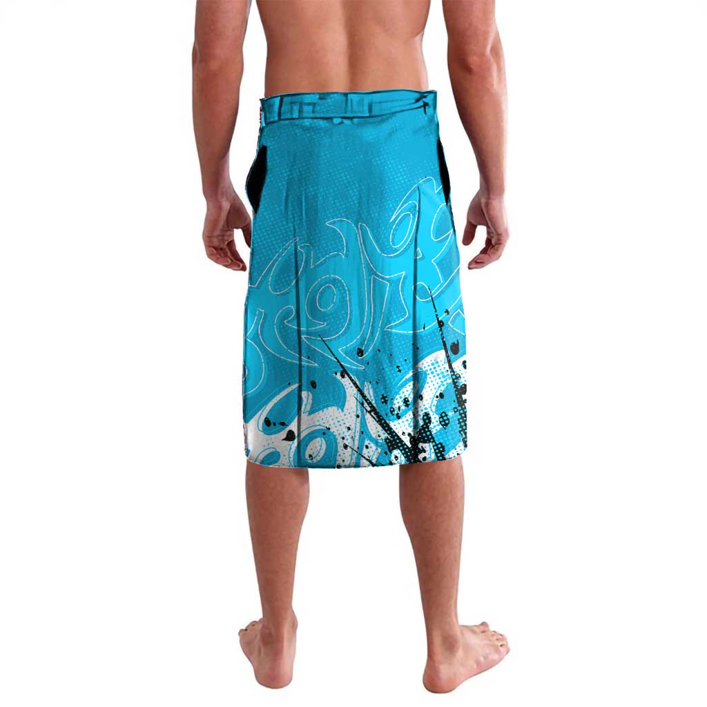 Personalized Cronulla-Sutherland Sharks Rugby Lavalava Urban Street Graffiti Style - Distressed Splatter Elements