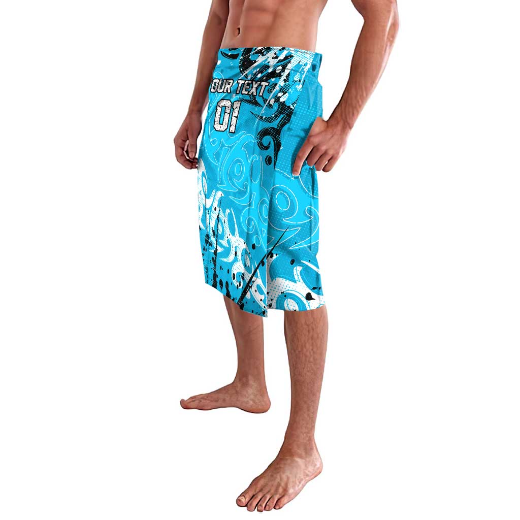 Personalized Cronulla-Sutherland Sharks Rugby Lavalava Urban Street Graffiti Style - Distressed Splatter Elements