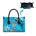 Personalized Cronulla-Sutherland Sharks Rugby Leather Bag Urban Street Graffiti Style - Distressed Splatter Elements