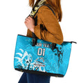Personalized Cronulla-Sutherland Sharks Rugby Leather Tote Bag Urban Street Graffiti Style - Distressed Splatter Elements