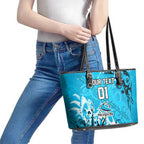 Personalized Cronulla-Sutherland Sharks Rugby Leather Tote Bag Urban Street Graffiti Style - Distressed Splatter Elements