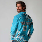 Personalized Cronulla-Sutherland Sharks Rugby Long Sleeve Polo Shirt Urban Street Graffiti Style - Distressed Splatter Elements