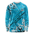 Personalized Cronulla-Sutherland Sharks Rugby Long Sleeve Shirt Urban Street Graffiti Style - Distressed Splatter Elements
