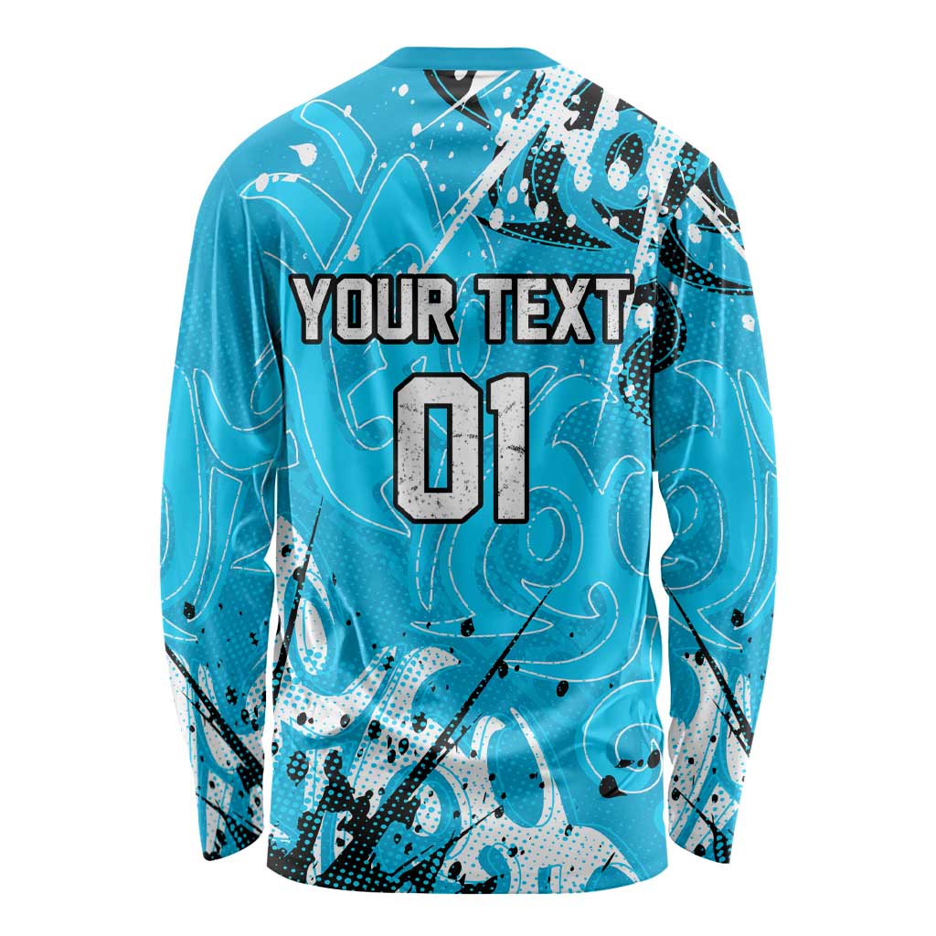 Personalized Cronulla-Sutherland Sharks Rugby Long Sleeve Shirt Urban Street Graffiti Style - Distressed Splatter Elements