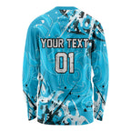 Personalized Cronulla-Sutherland Sharks Rugby Long Sleeve Shirt Urban Street Graffiti Style - Distressed Splatter Elements