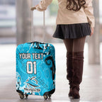 Personalized Cronulla-Sutherland Sharks Rugby Luggage Cover Urban Street Graffiti Style - Distressed Splatter Elements